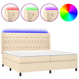 Sommier à lattes de lit matelas et LED Crème 200x200 cm Tissu