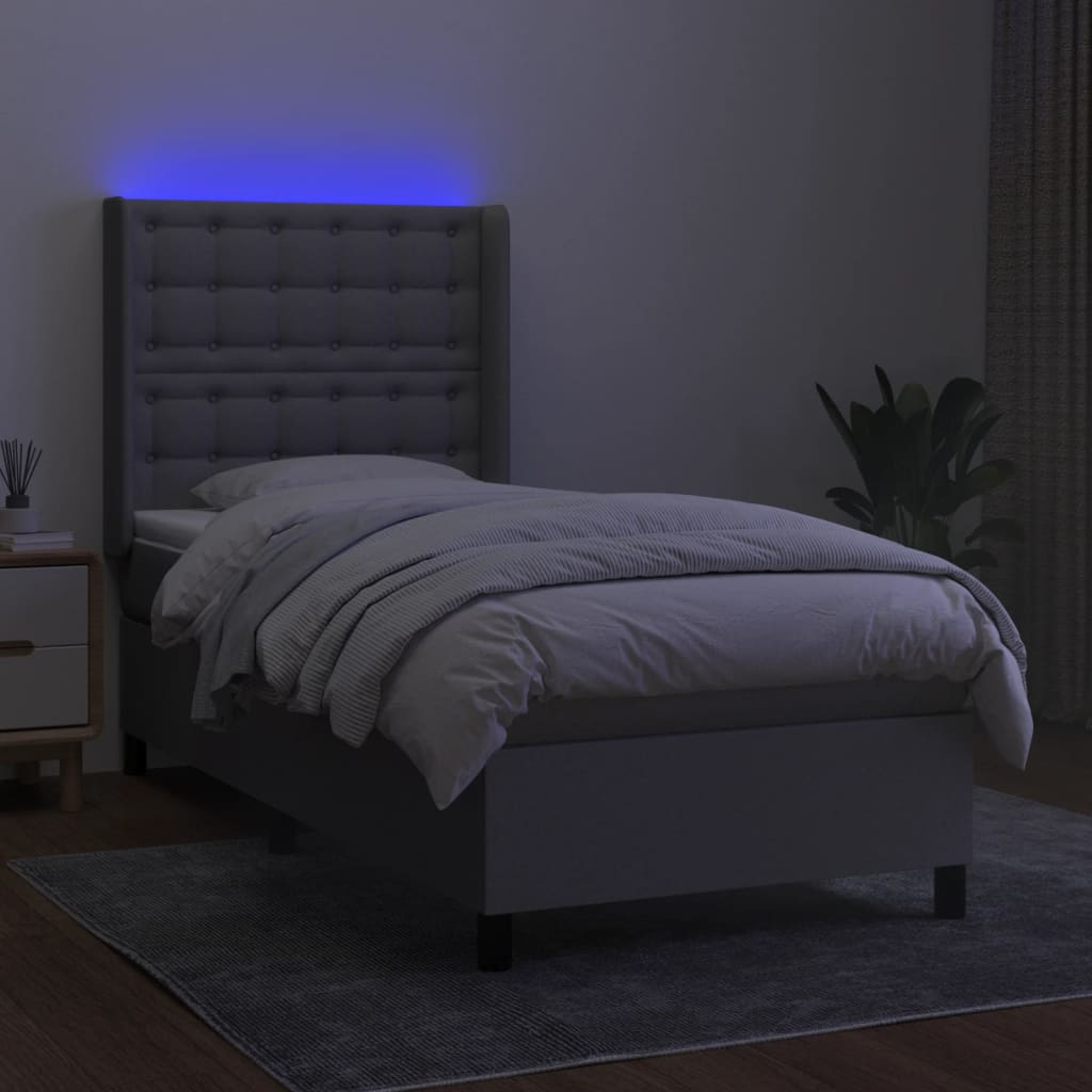 Sommier à lattes de lit matelas LED Gris clair 80x200cm Tissu