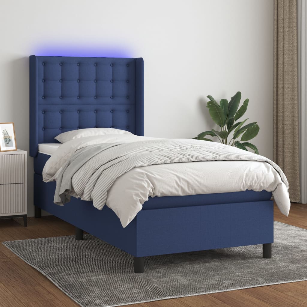 Lattenrostmatratze und LED-Stoff in Blau 90 x 190 cm