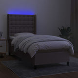 Sommier à lattes de lit matelas et LED Taupe 100x200 cm Tissu