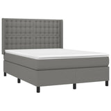 Sommier à lattes de lit matelas LED Gris foncé 140x190 cm Tissu