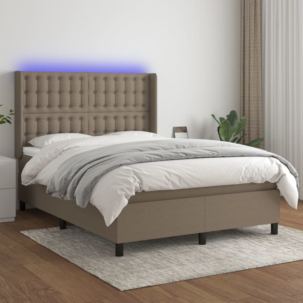 Lattenrostmatratze und Stoff LED Taupe 140x200 cm