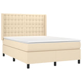 Sommier à lattes de lit matelas et LED Crème 140x200 cm Tissu