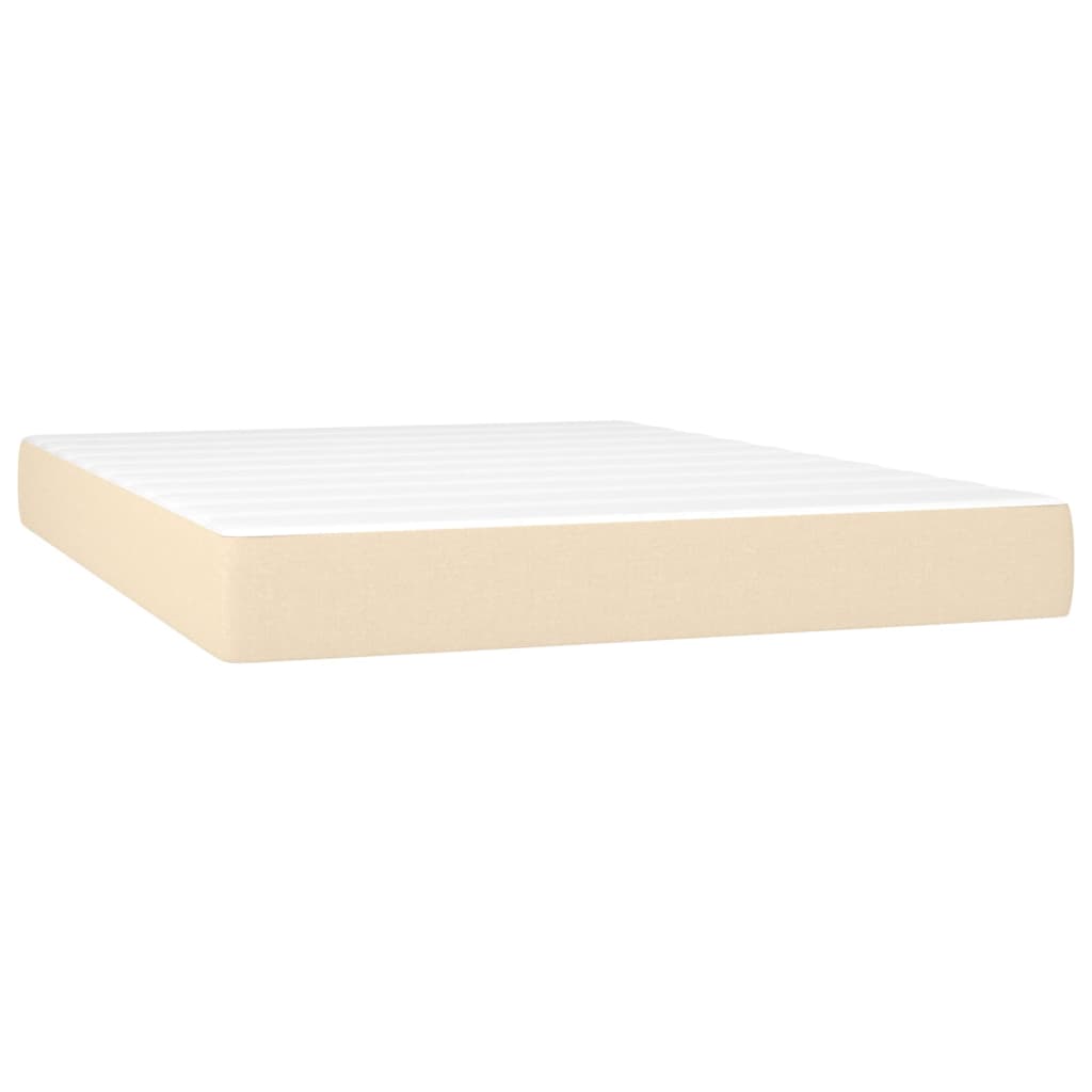 Sommier à lattes de lit matelas et LED Crème 140x200 cm Tissu