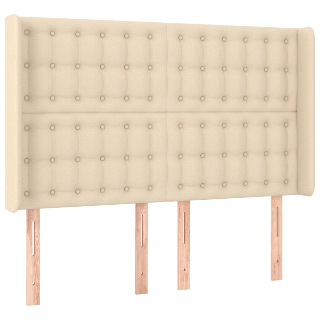 Sommier à lattes de lit matelas et LED Crème 140x200 cm Tissu