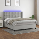 Sommier à lattes de lit matelas LED Gris clair 180x200 cm Tissu