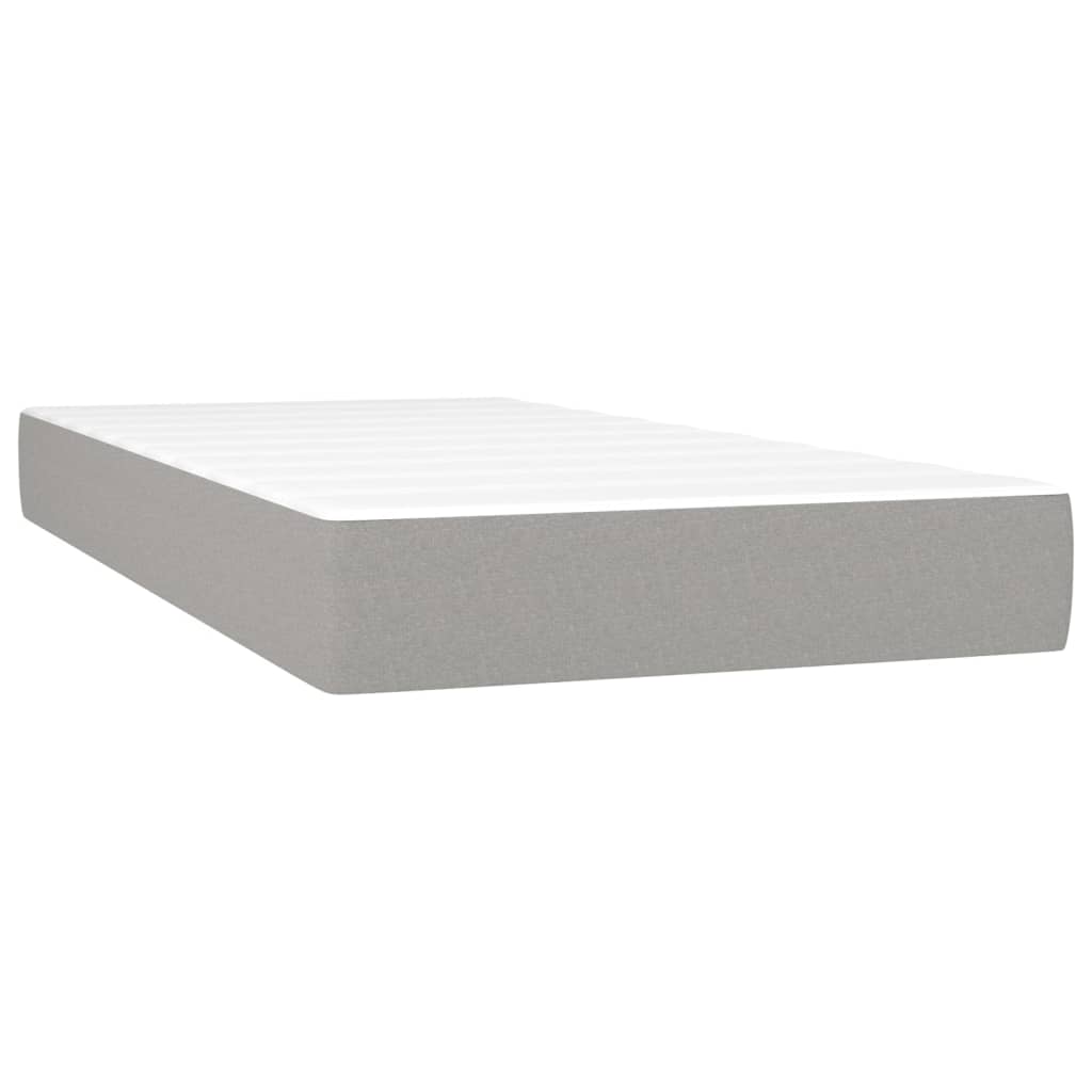 Bed slatted base LED mattress Light gray 200x200 cm Fabric