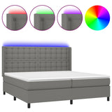 Sommier à lattes de lit matelas LED Gris foncé 200x200 cm Tissu