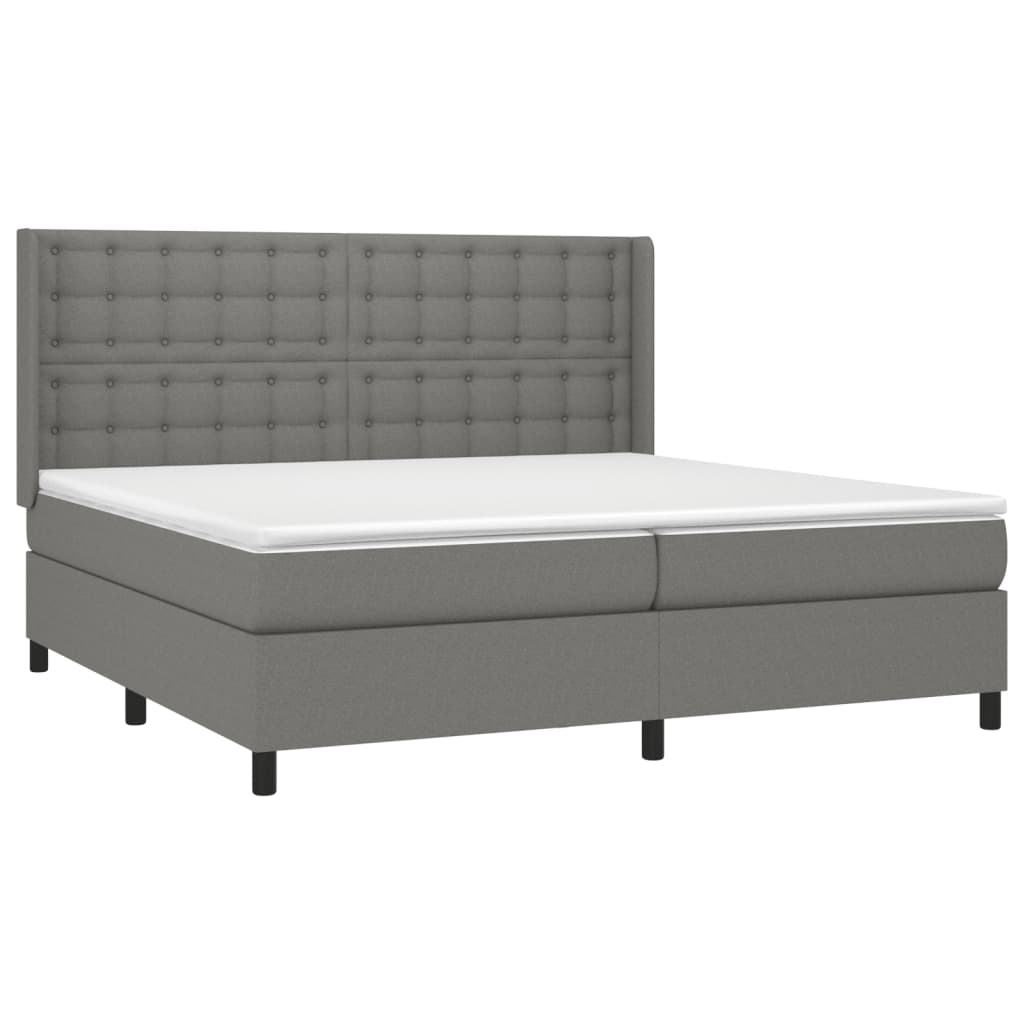 Sommier à lattes de lit matelas LED Gris foncé 200x200 cm Tissu