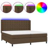 Sommier à lattes de lit matelas et LED Marron foncé 200x200 cm