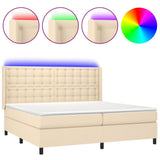 Sommier à lattes de lit matelas et LED Crème 200x200 cm Tissu