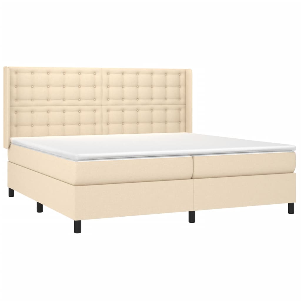 Sommier à lattes de lit matelas et LED Crème 200x200 cm Tissu