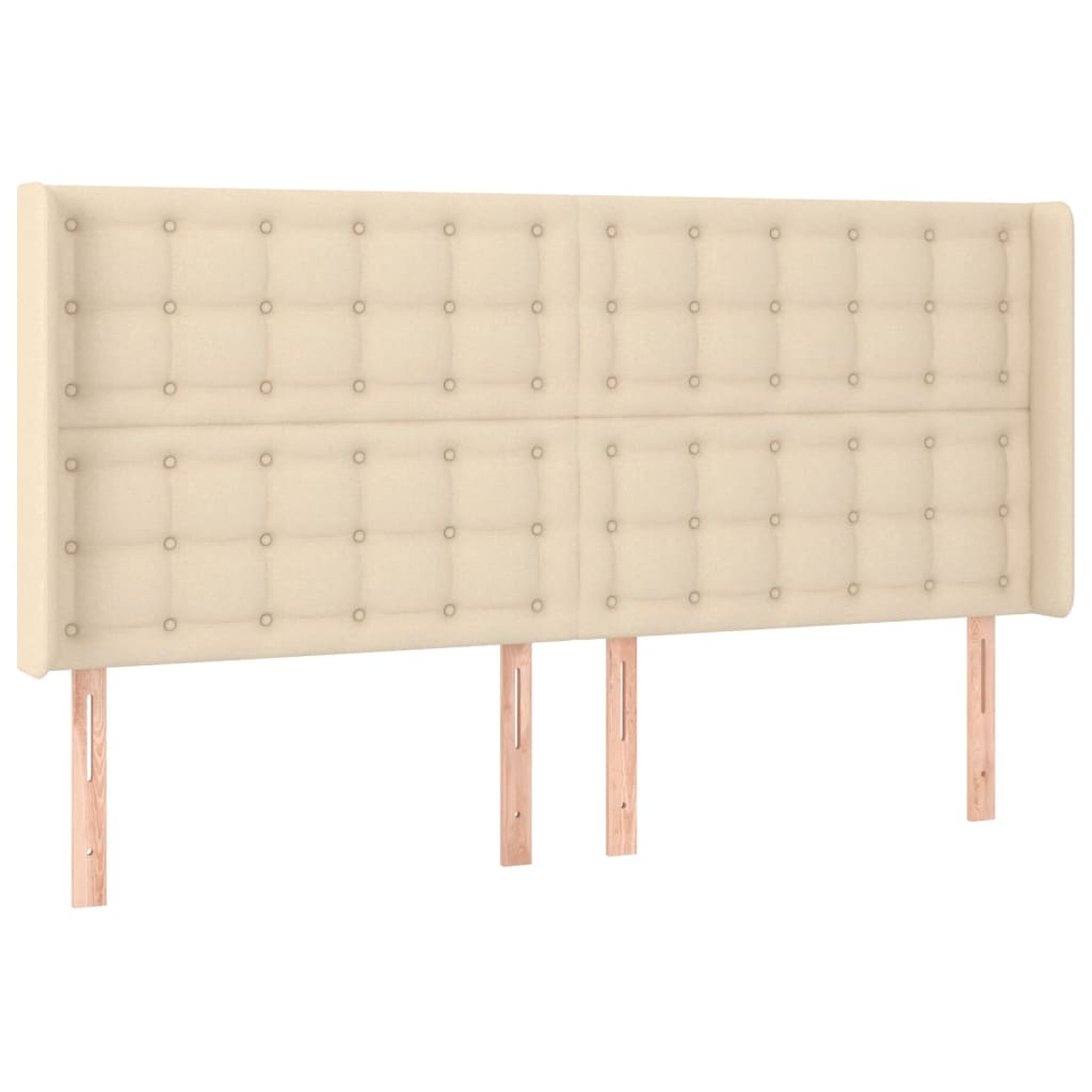 Sommier à lattes de lit matelas et LED Crème 200x200 cm Tissu