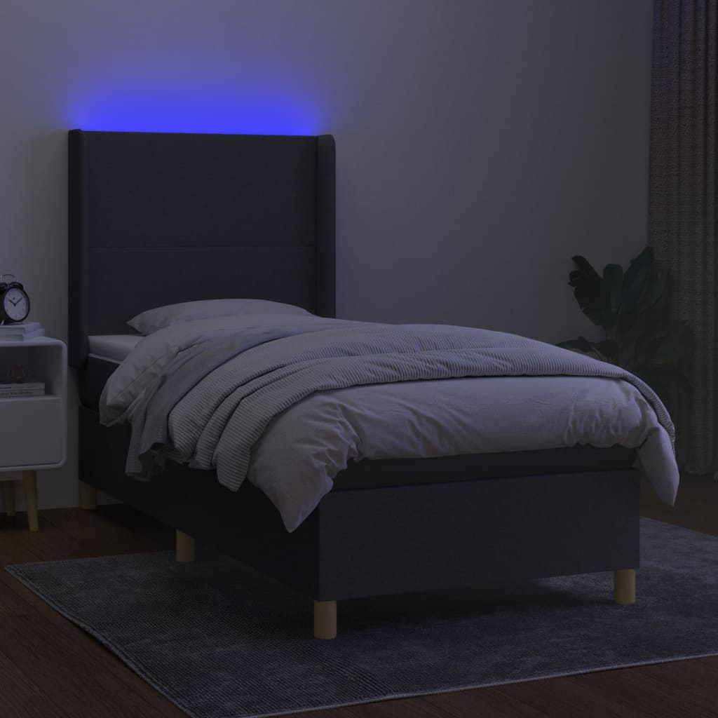 Sommier à lattes de lit matelas LED Gris foncé 90x190cm Tissu