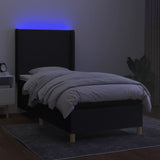 Bed slatted base mattress and LED Black 90x190 cm Fabric