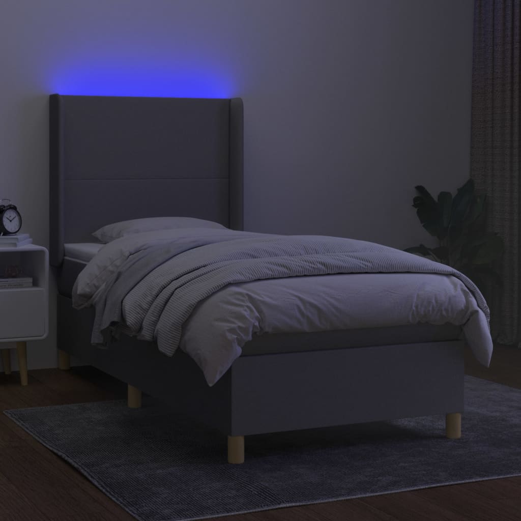 Sommier à lattes de lit matelas LED Gris clair 90x200cm Tissu