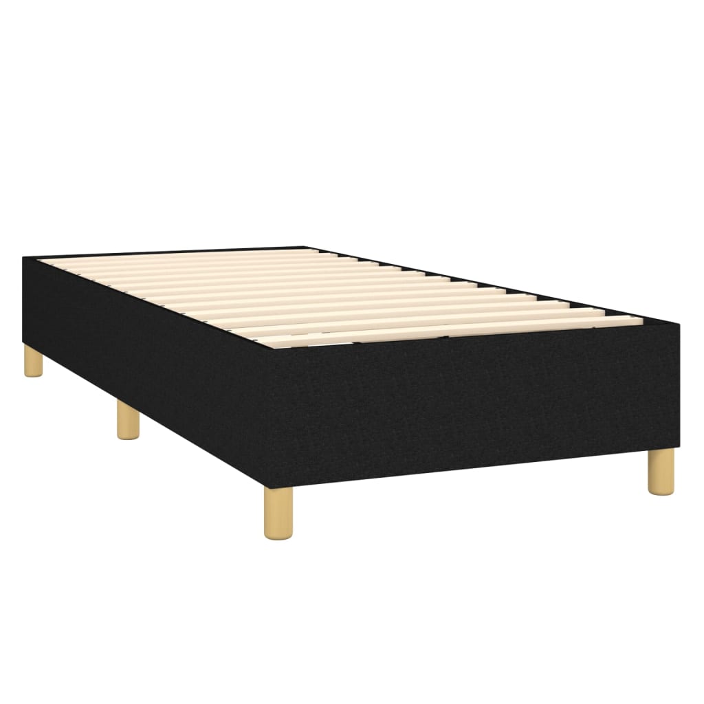 Sommier à lattes de lit matelas et LED Noir 90x200 cm Tissu