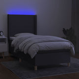 Slatted bed base LED mattress Dark gray 100x200 cm Fabric