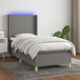 Slatted bed base LED mattress Dark gray 100x200 cm Fabric