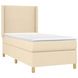 Sommier à lattes de lit matelas et LED Crème 100x200 cm Tissu