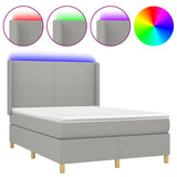 Sommier à lattes de lit matelas LED Gris clair 140x190 cm Tissu