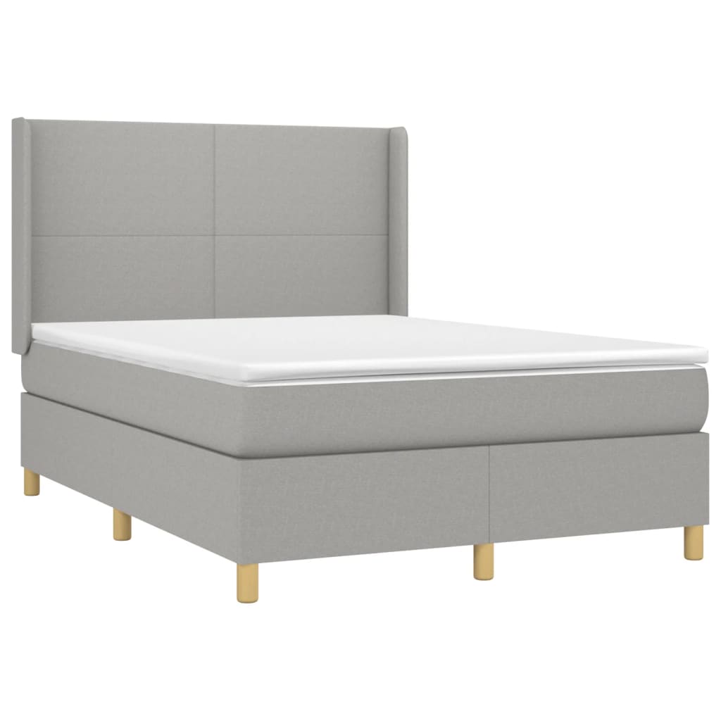 Sommier à lattes de lit matelas LED Gris clair 140x190 cm Tissu