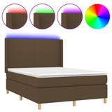 Sommier à lattes de lit matelas et LED Marron foncé 140x190 cm