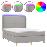 Sommier à lattes de lit matelas LED Gris clair 140x200 cm Tissu