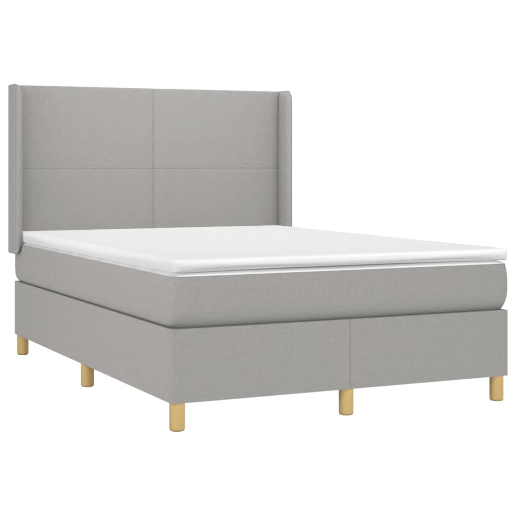 Sommier à lattes de lit matelas LED Gris clair 140x200 cm Tissu