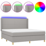 Sommier à lattes de lit matelas LED Gris clair 160x200 cm Tissu