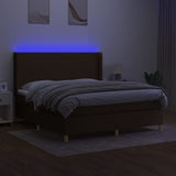 Sommier à lattes de lit matelas et LED Marron foncé 160x200 cm