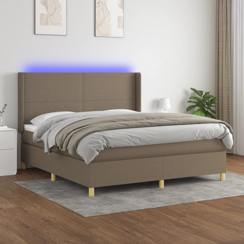 Lattenrostmatratze und Stoff LED Taupe 160x200 cm