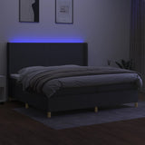 Slatted bed base LED mattress Dark gray 200x200 cm Fabric