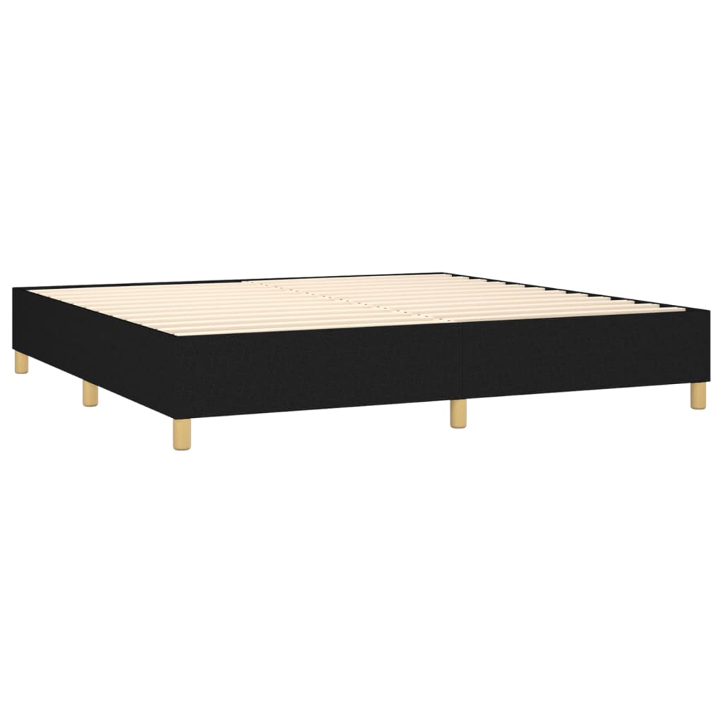 Sommier à lattes de lit matelas et LED Noir 200x200 cm Tissu