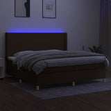 Sommier à lattes de lit matelas et LED Marron foncé 200x200 cm