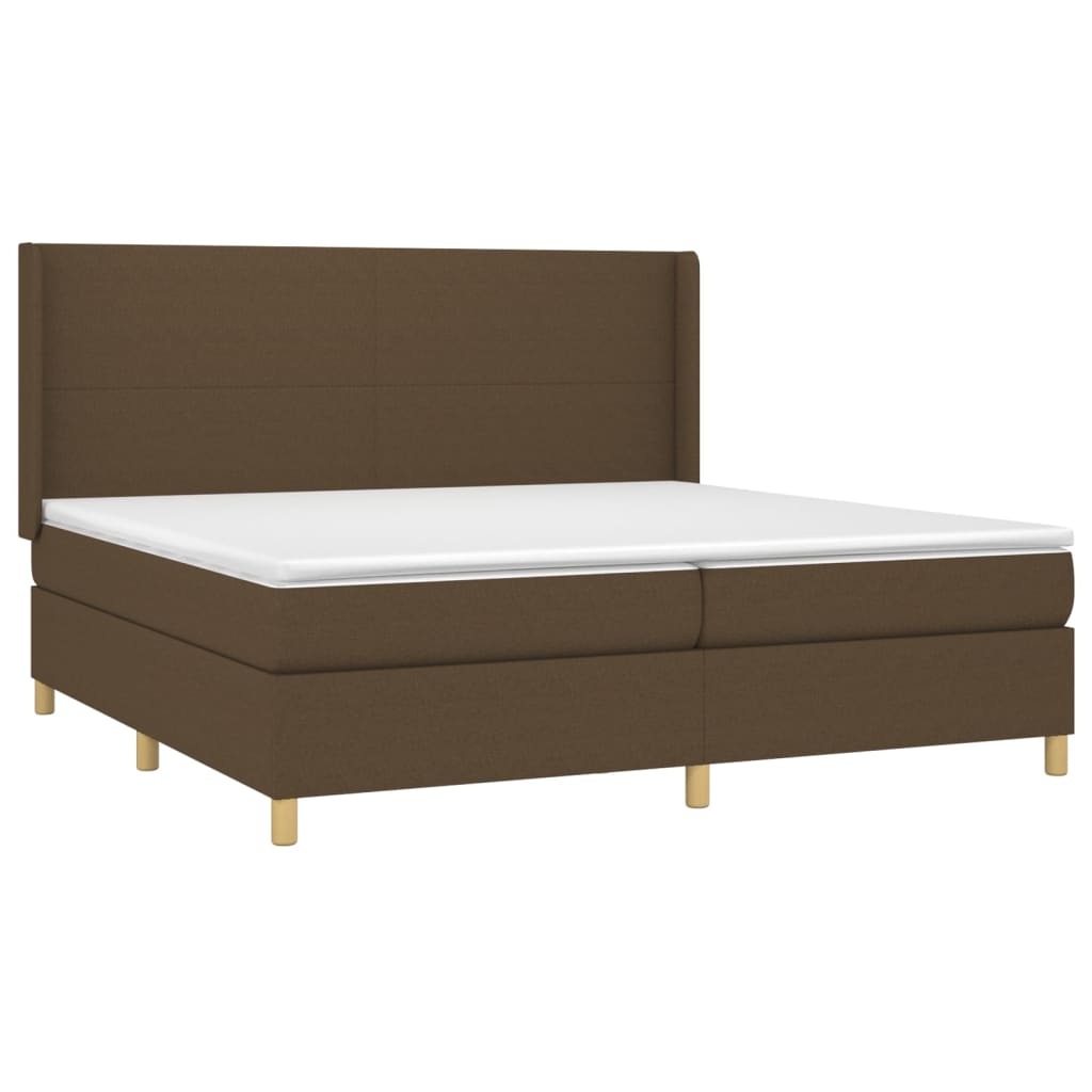 Sommier à lattes de lit matelas et LED Marron foncé 200x200 cm