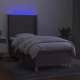 Sommier à lattes de lit matelas et LED Taupe 90x190 cm Tissu