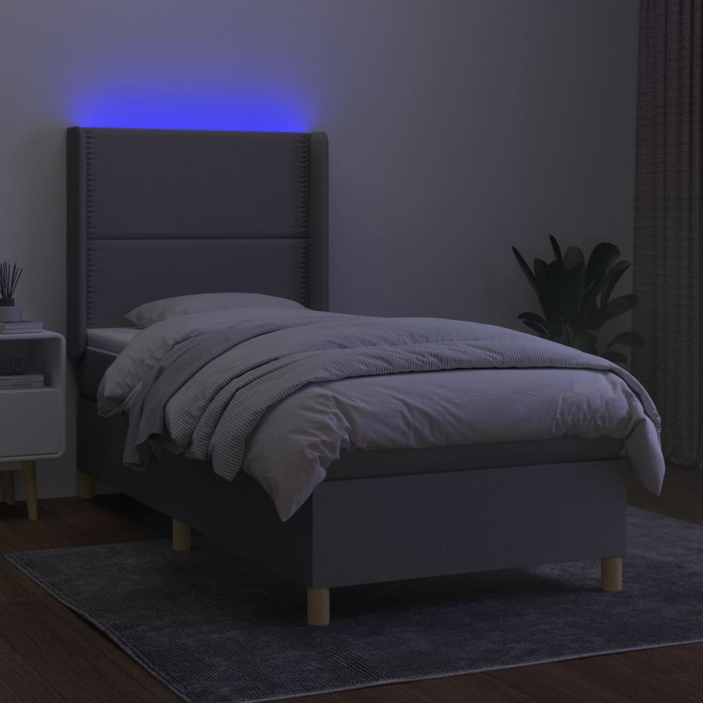 Sommier à lattes de lit matelas LED Gris clair 90x200cm Tissu