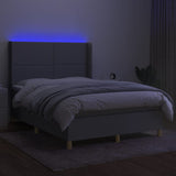 Sommier à lattes de lit matelas LED Gris clair 140x190 cm Tissu