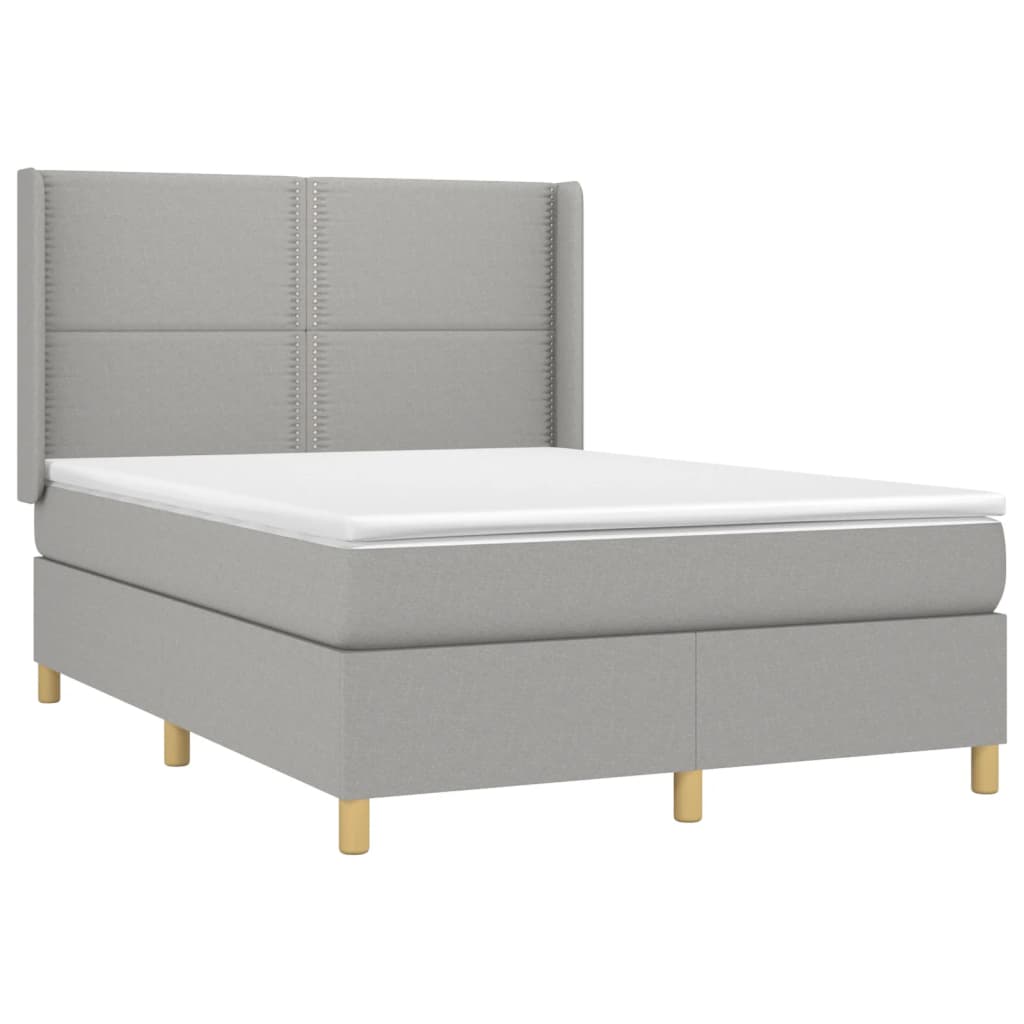 Sommier à lattes de lit matelas LED Gris clair 140x190 cm Tissu