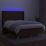 Sommier à lattes de lit matelas et LED Marron foncé 140x190 cm