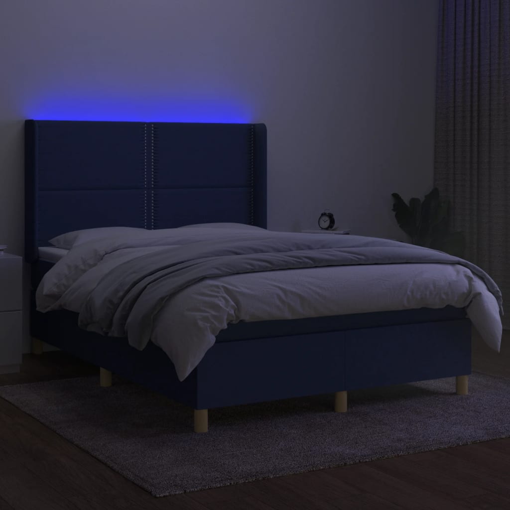 Lattenrostmatratze und Stoff LED Blau 140x200 cm