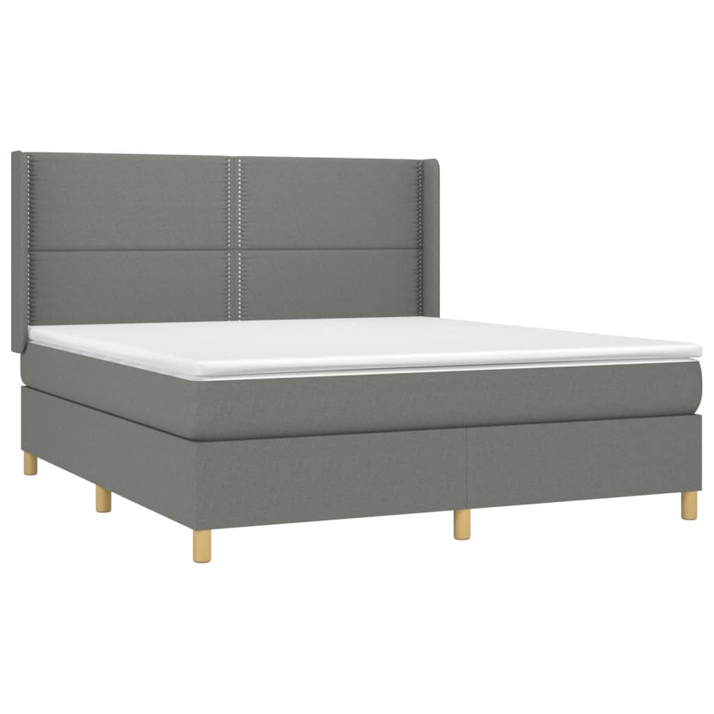 Sommier à lattes de lit matelas LED Gris foncé 160x200 cm Tissu