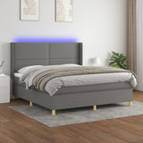 Sommier à lattes de lit matelas LED Gris foncé 160x200 cm Tissu