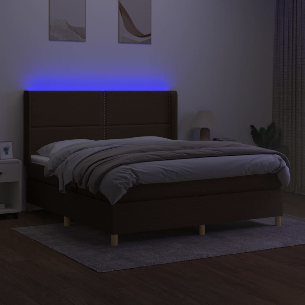 Matratzenbett mit Lattenrost und LED Dunkelbraun 160x200 cm