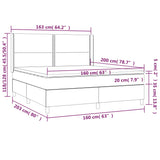 Sommier à lattes de lit matelas et LED Taupe 160x200 cm Tissu