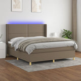 Sommier à lattes de lit matelas et LED Taupe 160x200 cm Tissu