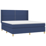 Sommier à lattes de lit matelas et LED Bleu 160x200 cm Tissu