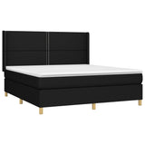 Sommier à lattes de lit matelas et LED Noir 180x200 cm Tissu