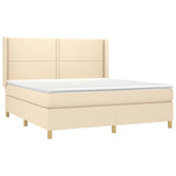 Sommier à lattes de lit matelas et LED Crème 180x200 cm Tissu